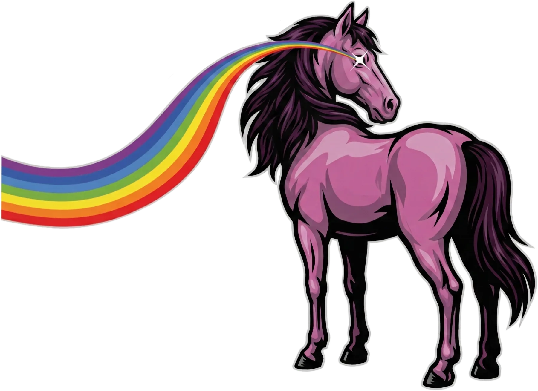 The pink pony standing